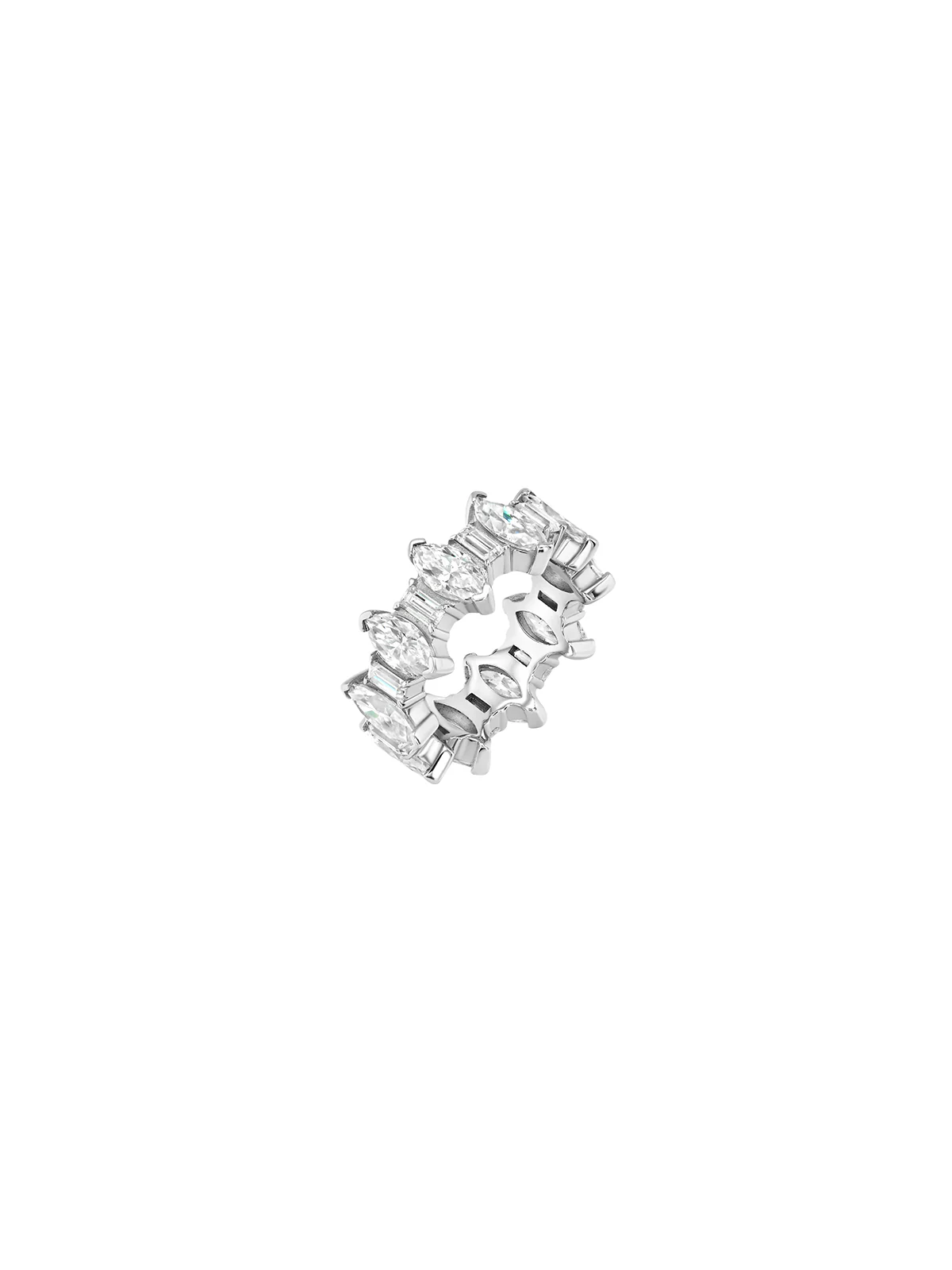 MARQUISE AND BAGUETTE ETERNITY BAND IN MOISSANITE, STERLING SILVER - Image 2