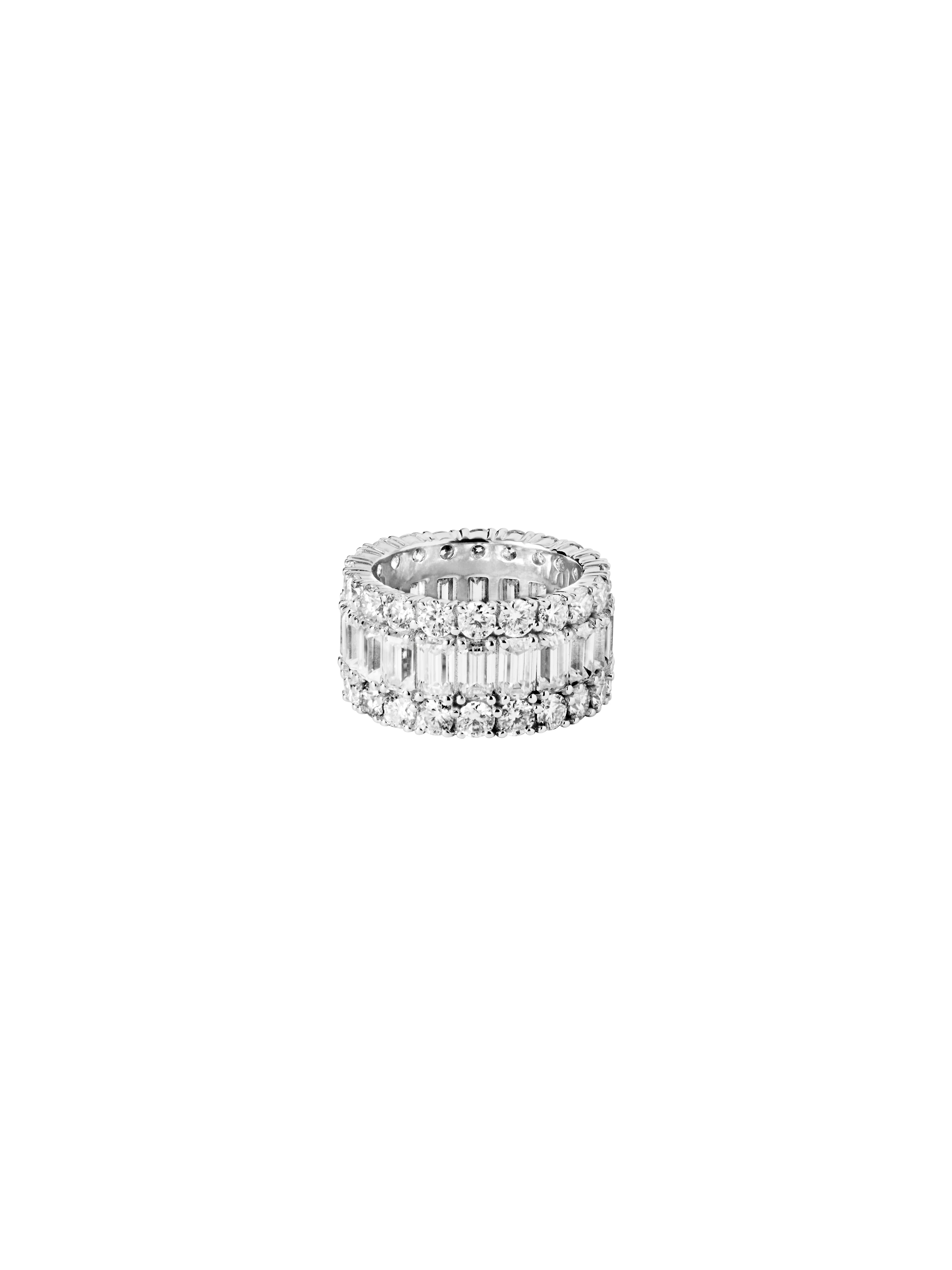 MAXIME THREE-ROW RING IN MOISSANITE, STERLING SILVER