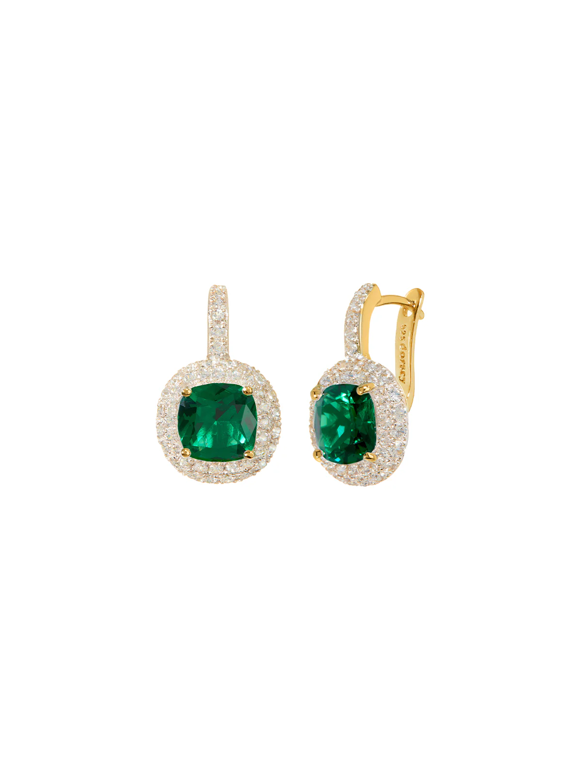 MOREAU EARRINGS IN NANO EMERALD, 18K GOLD COATED STERLING SILVER - Image 2