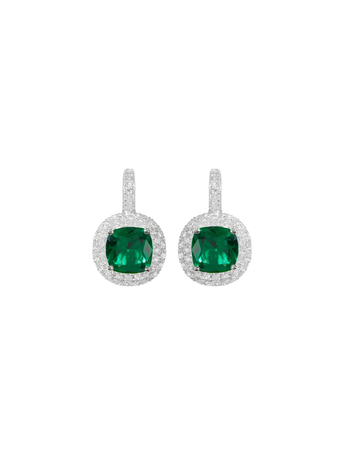 MOREAU EARRINGS IN NANO EMERALD, STERLING SILVER