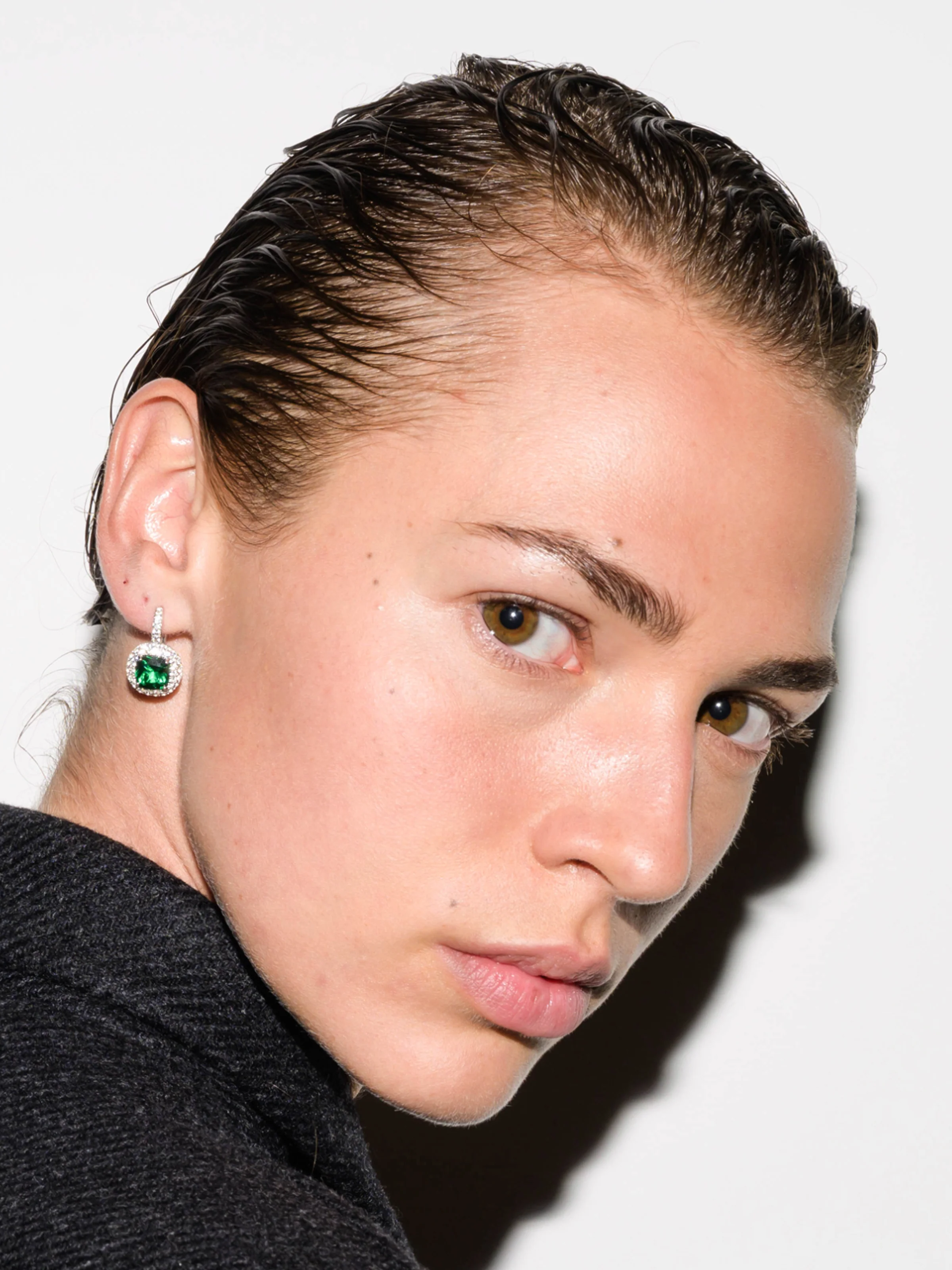 MOREAU EARRINGS IN NANO EMERALD, STERLING SILVER - Image 3