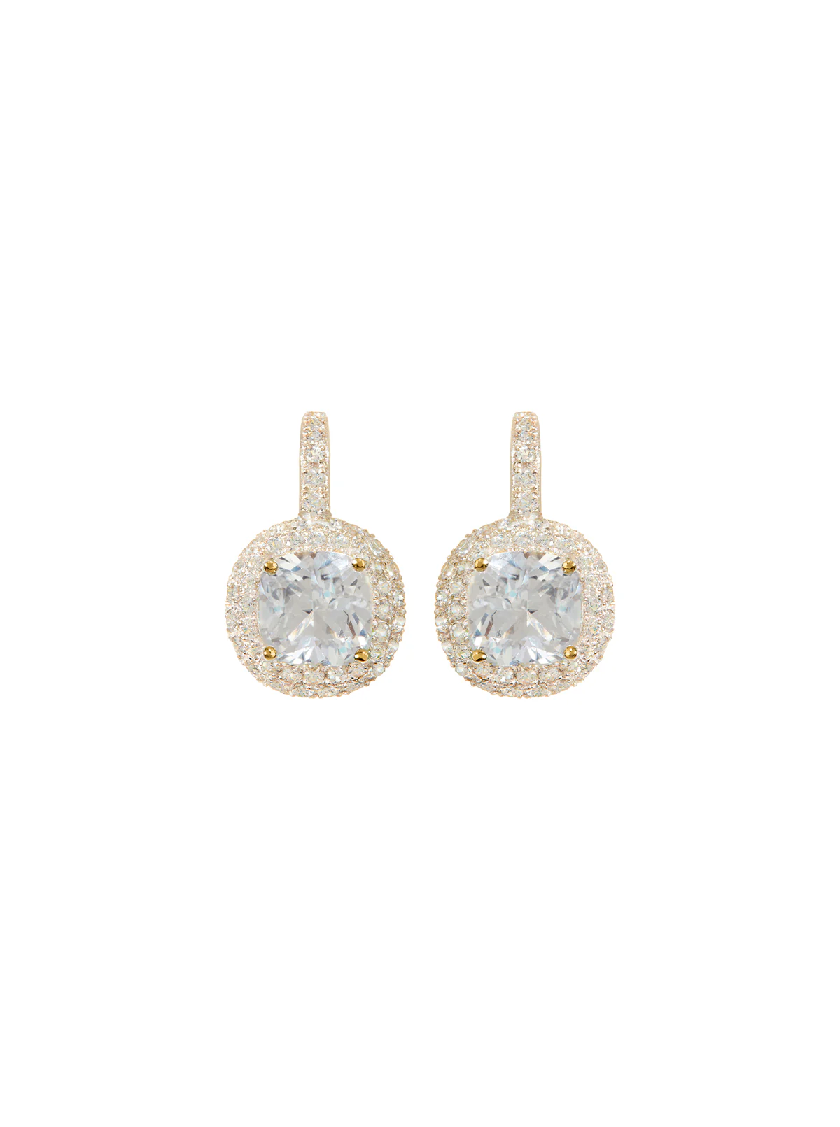 MOREAU EARRINGS IN LAB WHITE SAPPHIRE, 18K GOLD COATED STERLING SILVER