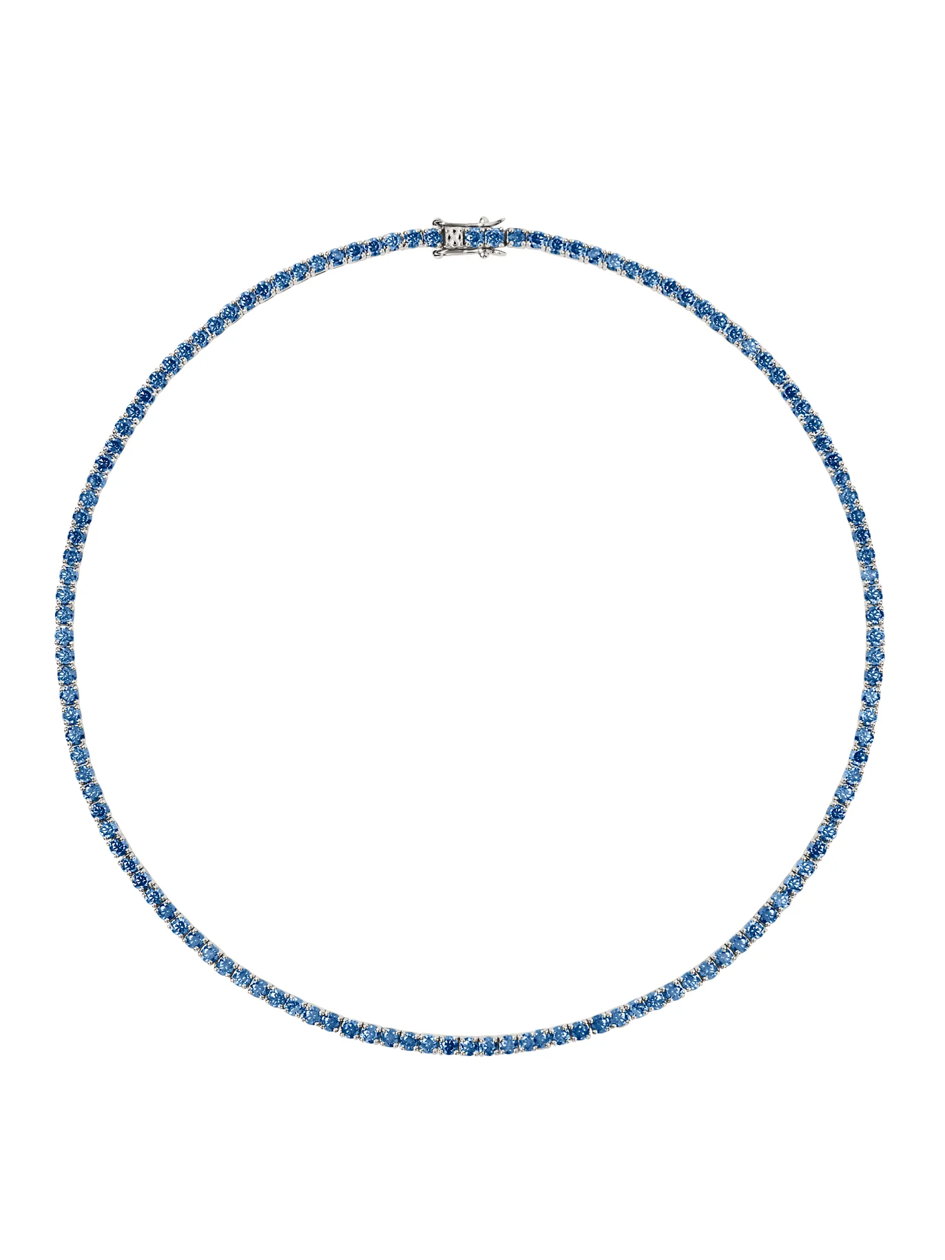 KATE RIVIÈRE NECKLACE IN 3MM SLATE BLUE MOISSANITE, STERLING SILVER