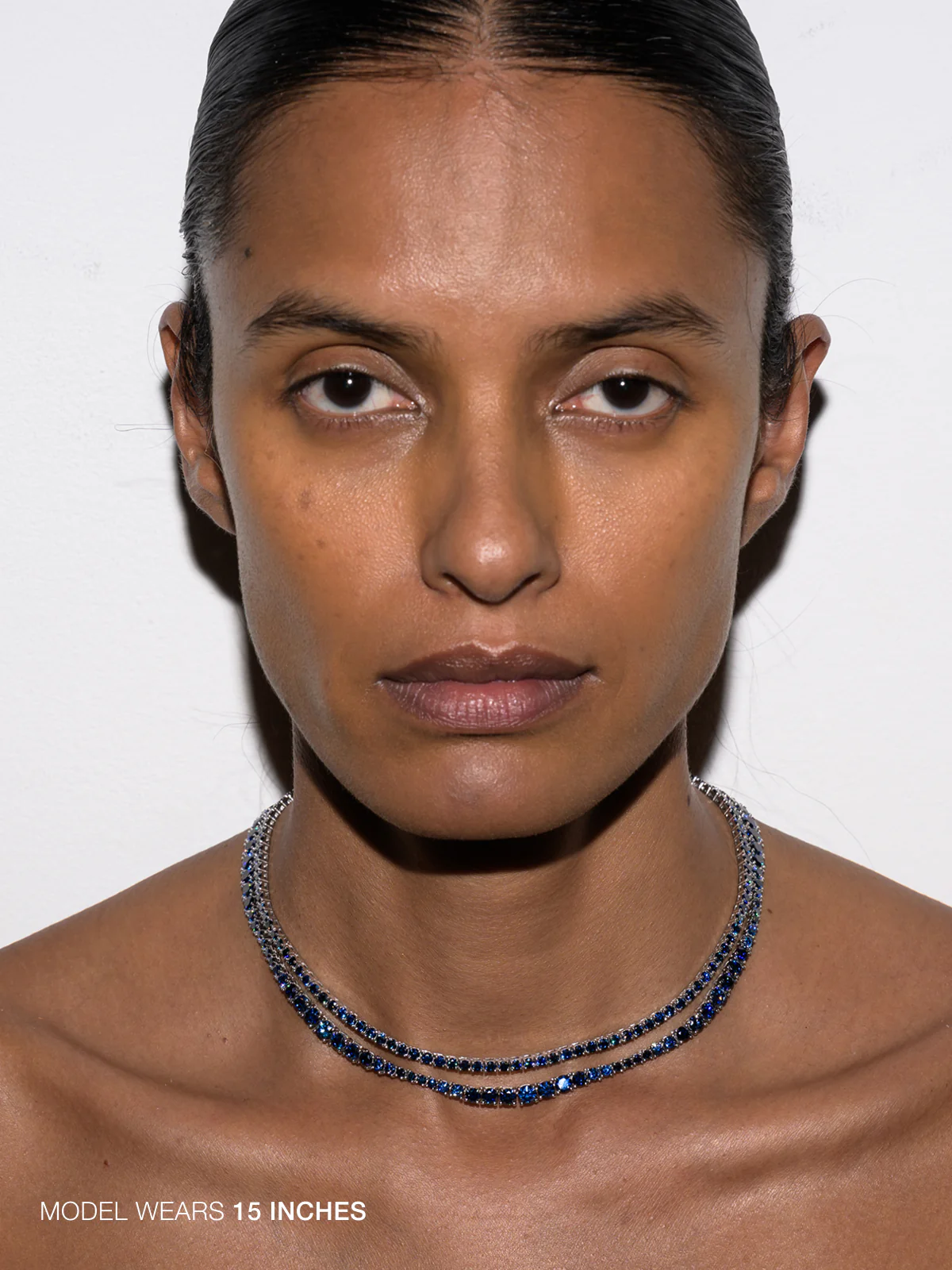 KATE RIVIÈRE NECKLACE IN 3MM SLATE BLUE MOISSANITE, STERLING SILVER - Image 3