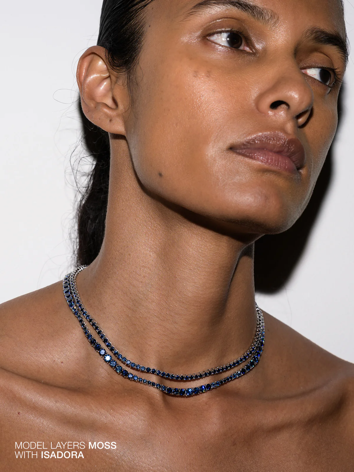 KATE RIVIÈRE NECKLACE IN 3MM SLATE BLUE MOISSANITE, STERLING SILVER - Image 4