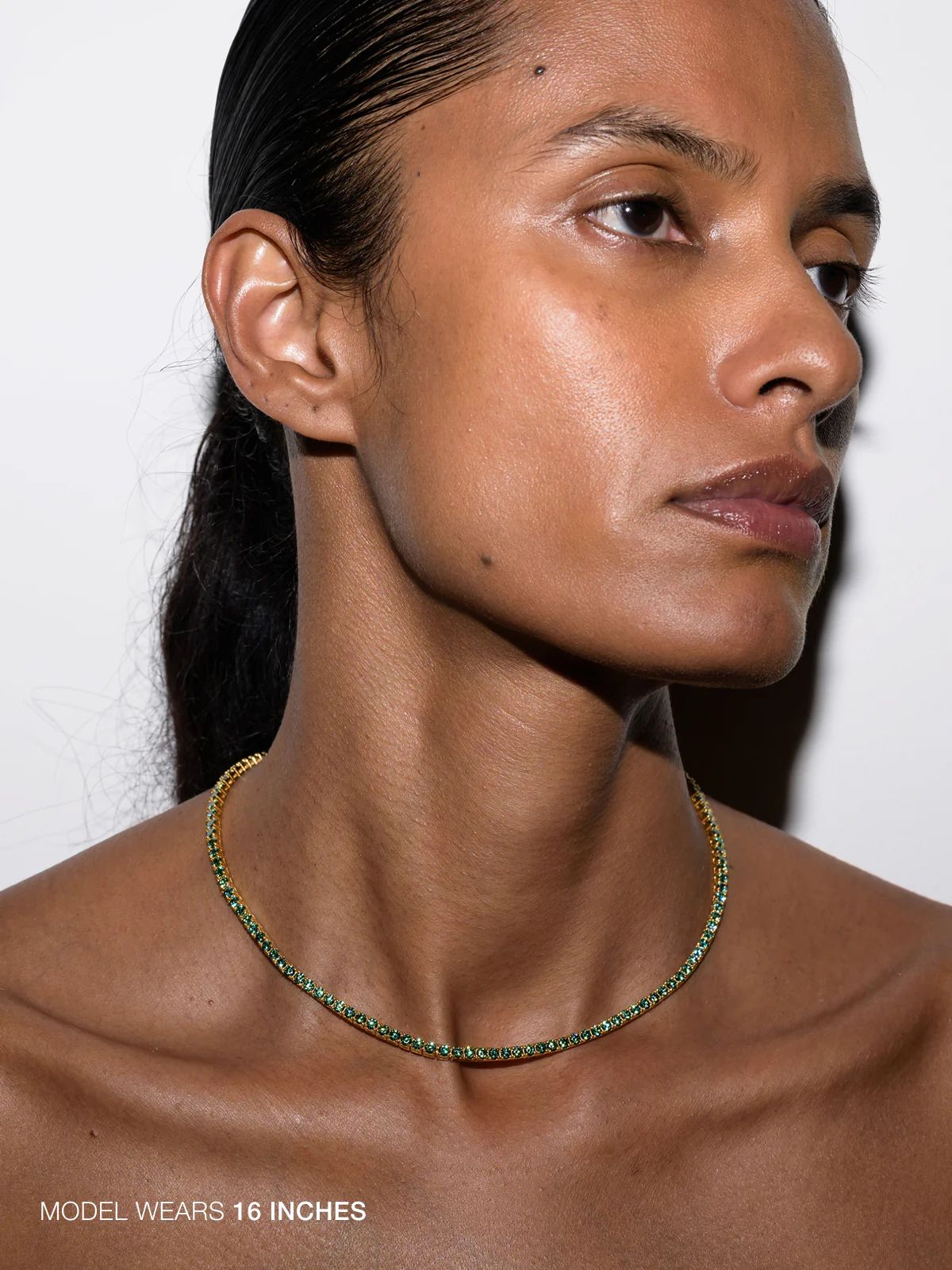 KATE RIVIÈRE NECKLACE IN 3MM VIRIDIAN GREEN MOISSANITE, 18K GOLD VERMEIL - Image 3