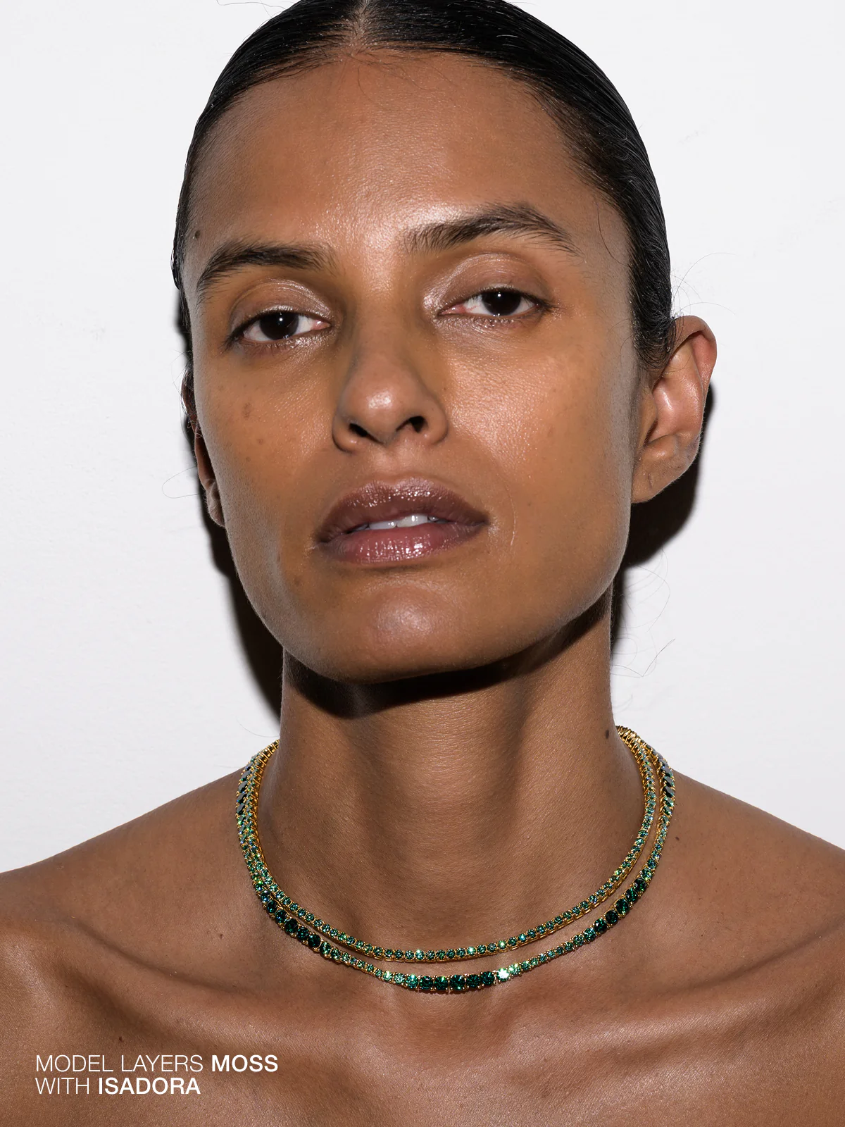 KATE RIVIÈRE NECKLACE IN 3MM VIRIDIAN GREEN MOISSANITE, 18K GOLD VERMEIL - Image 4