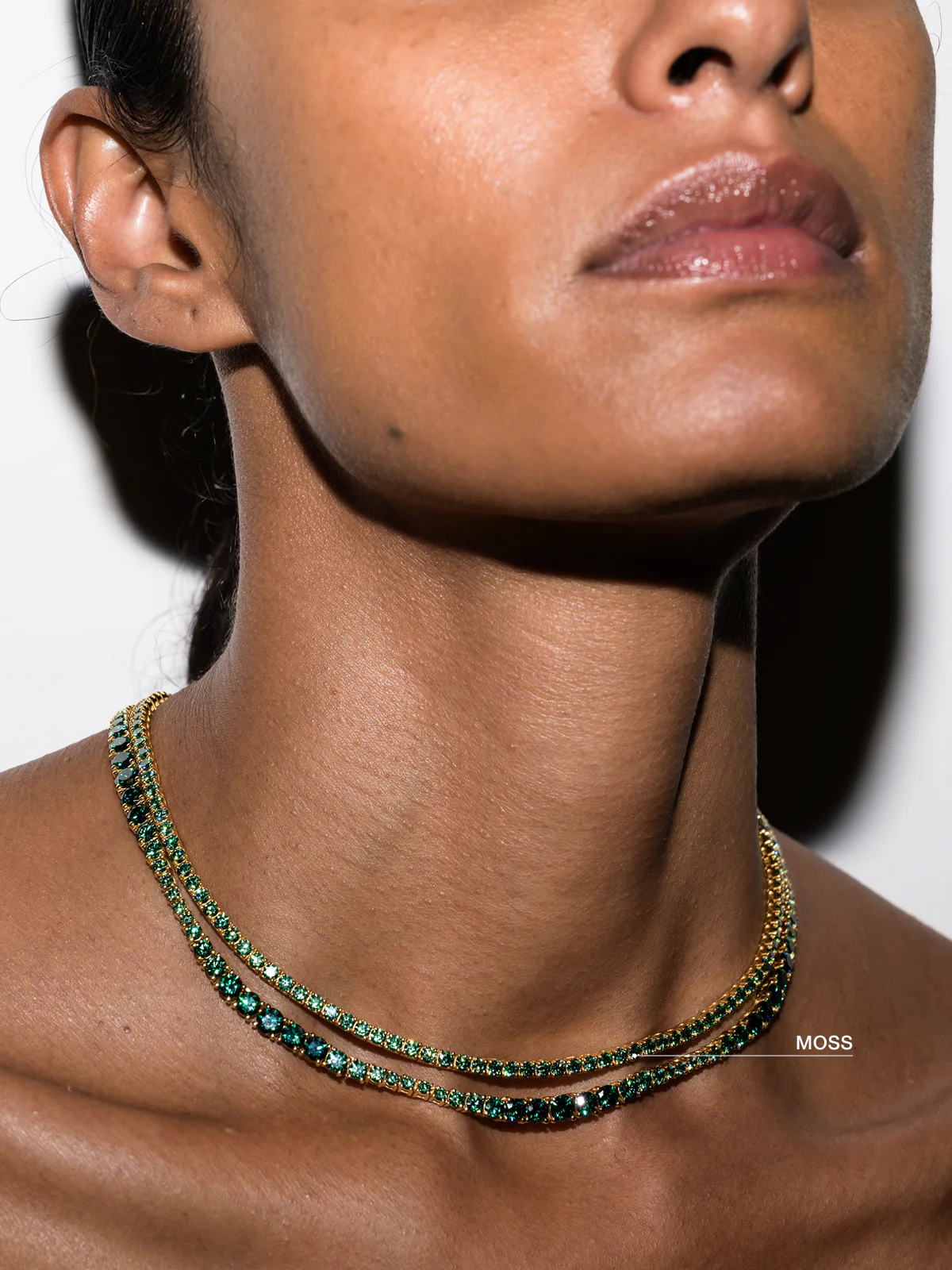 KATE RIVIÈRE NECKLACE IN 3MM VIRIDIAN GREEN MOISSANITE, 18K GOLD VERMEIL - Image 5