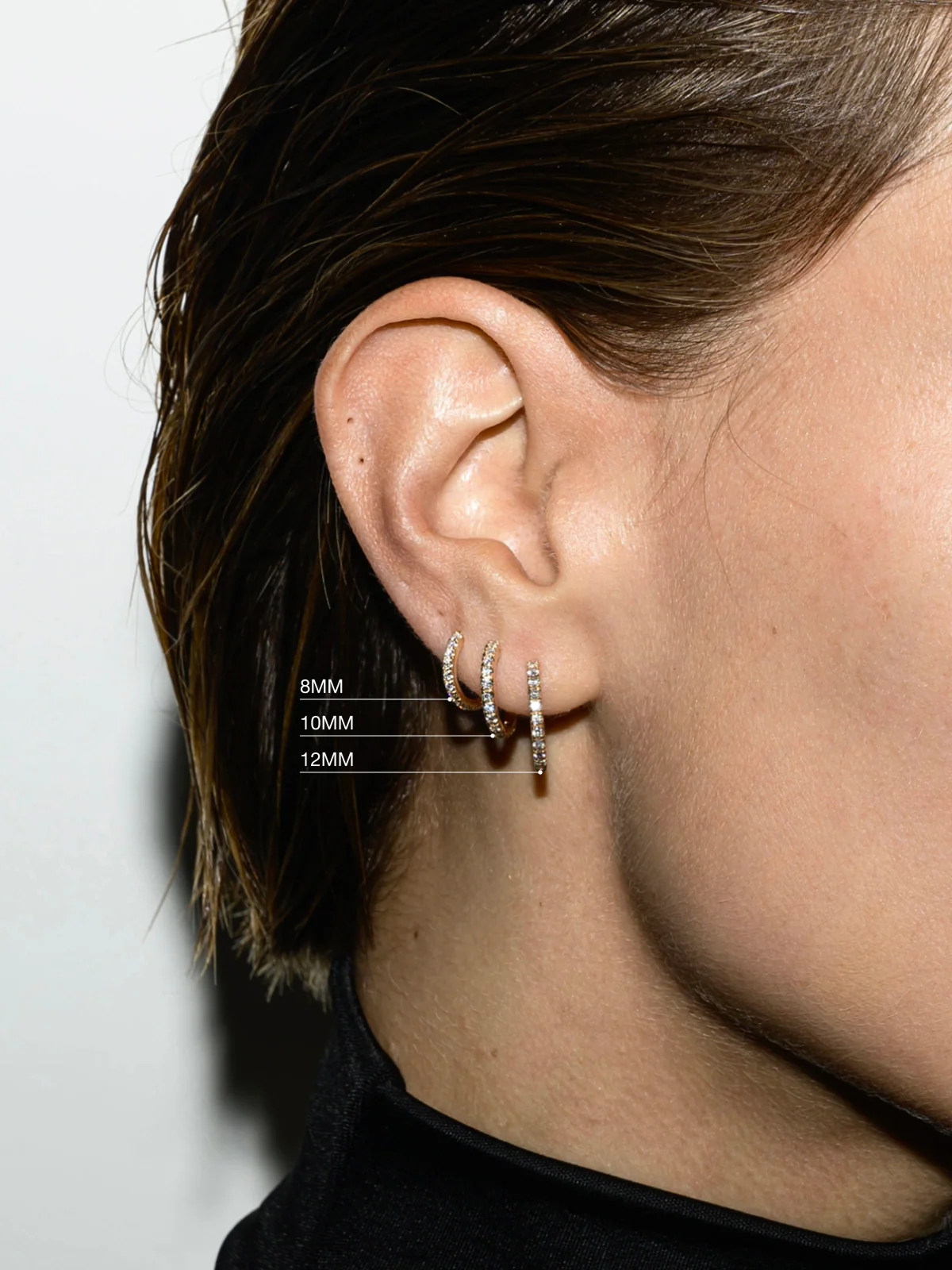 14K PAVÉ HUGGIE EARRING IN LAB DIAMOND, 14K WHITE GOLD - Image 6