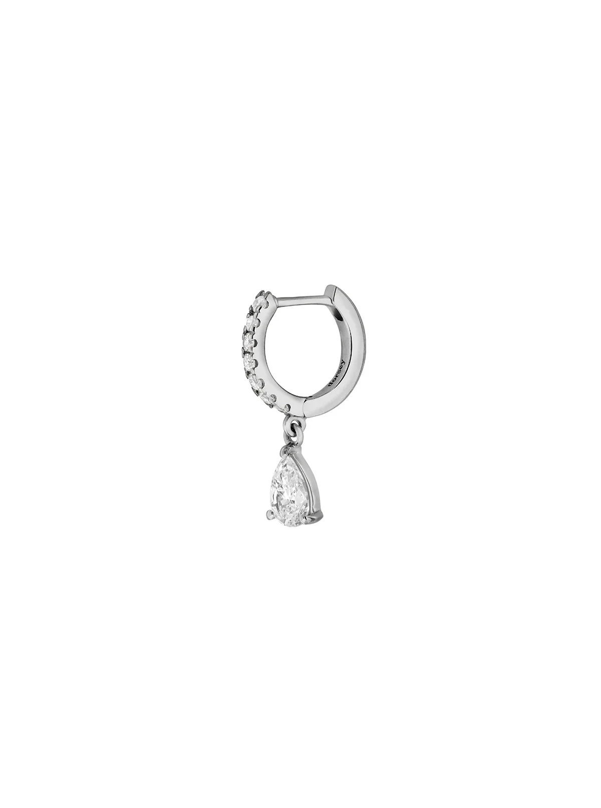 PAVÉ PEAR-DROP HUGGIE EARRING IN MOISSANITE, STERLING SILVER - Image 2