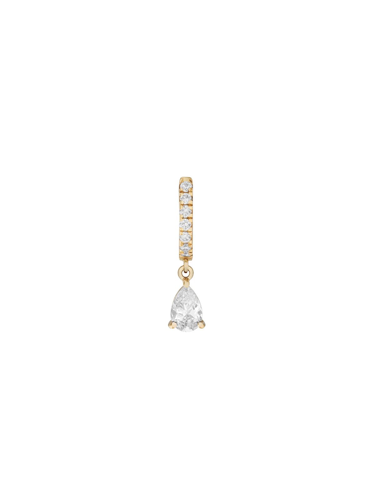 14K PAVÉ PEAR-DROP HUGGIE EARRING IN LAB DIAMOND, 14K YELLOW GOLD