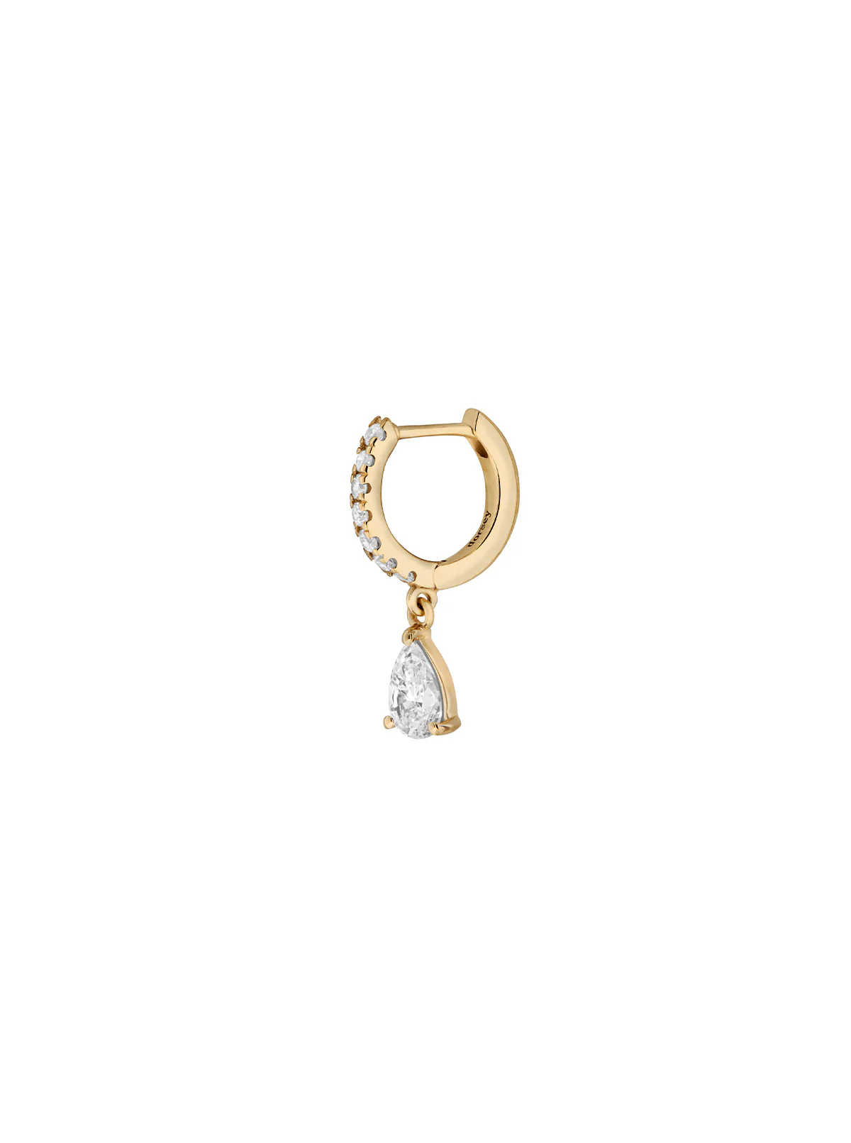 14K PAVÉ PEAR-DROP HUGGIE EARRING IN LAB DIAMOND, 14K YELLOW GOLD - Image 2