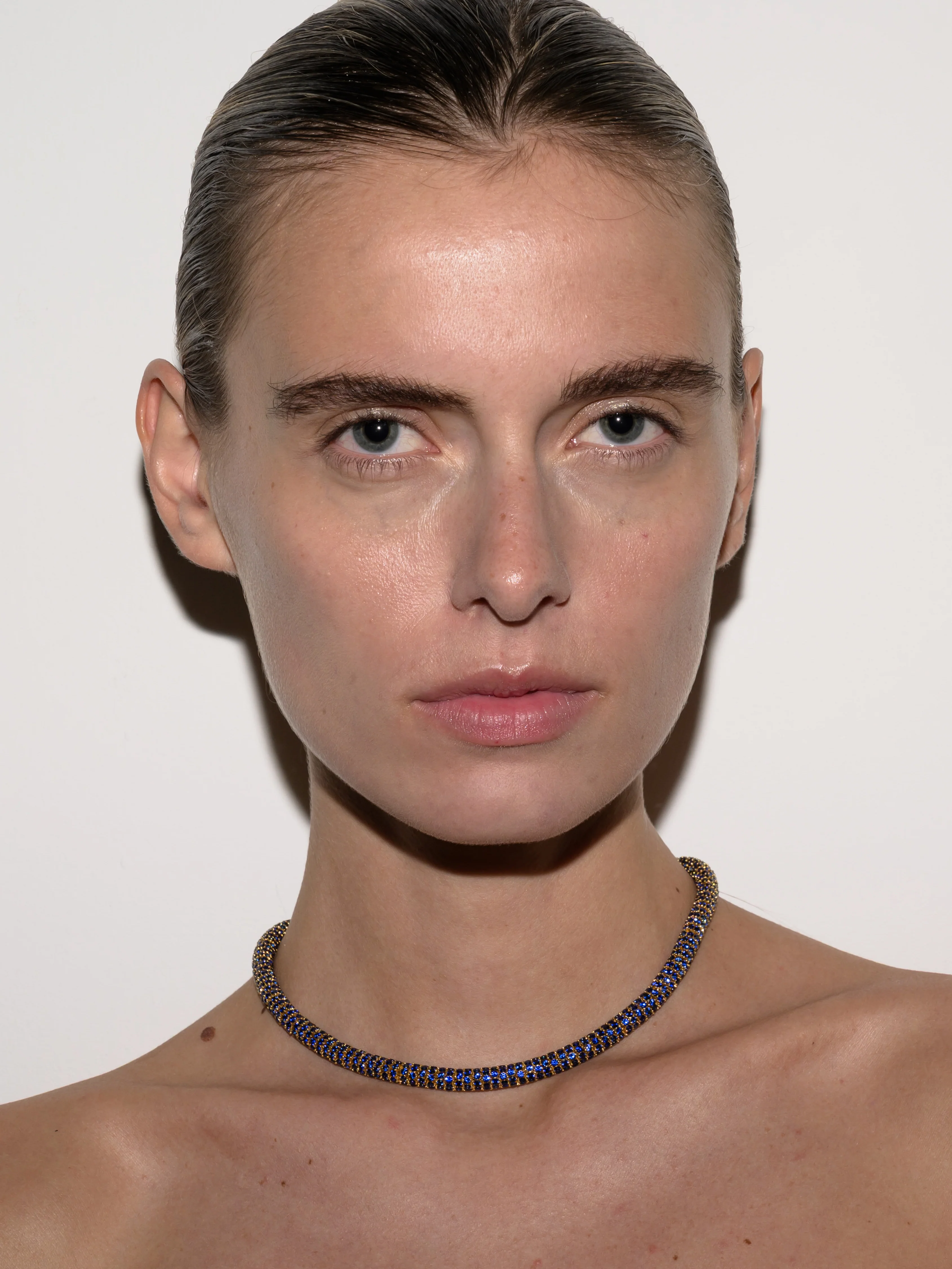 CELESTE NECKLACE IN LAB BLUE SAPPHIRE, 18K GOLD VERMEIL - Image 4