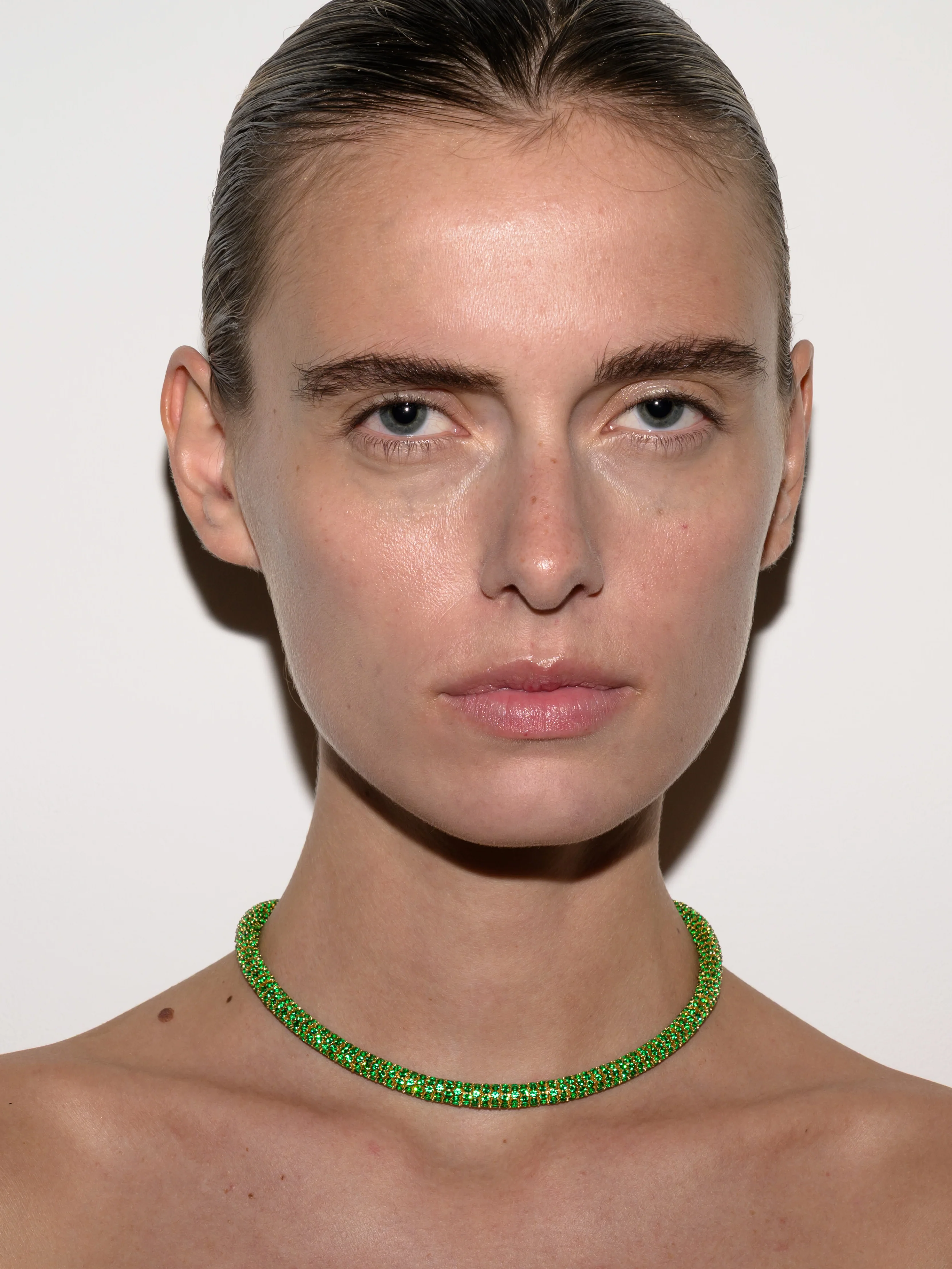 CELESTE NECKLACE IN NANO EMERALD, 18K GOLD VERMEIL - Image 3