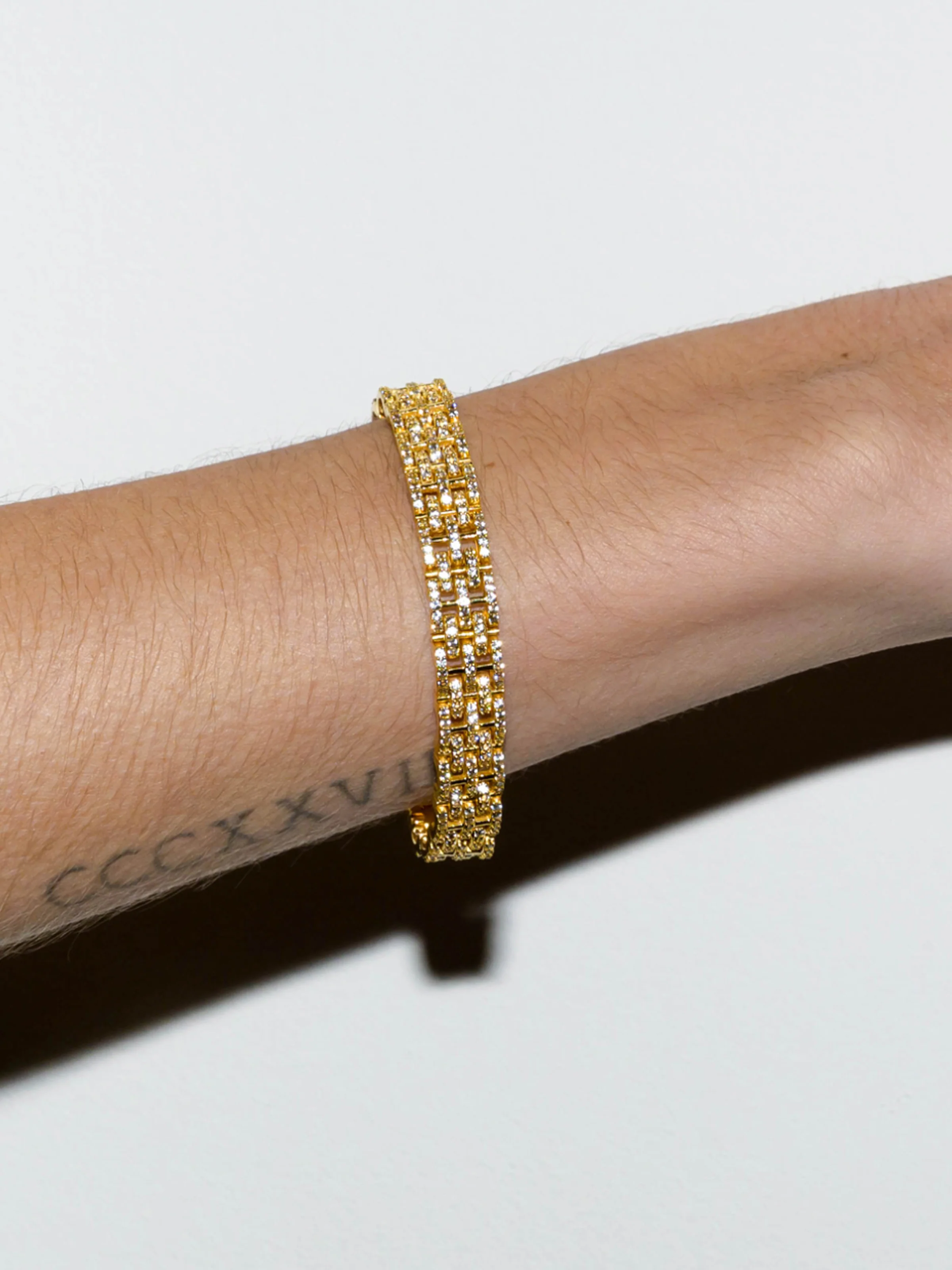 PETITE BENEDETTA BRACELET IN LAB WHITE SAPPHIRE, 18K GOLD COATED BRASS - Image 3