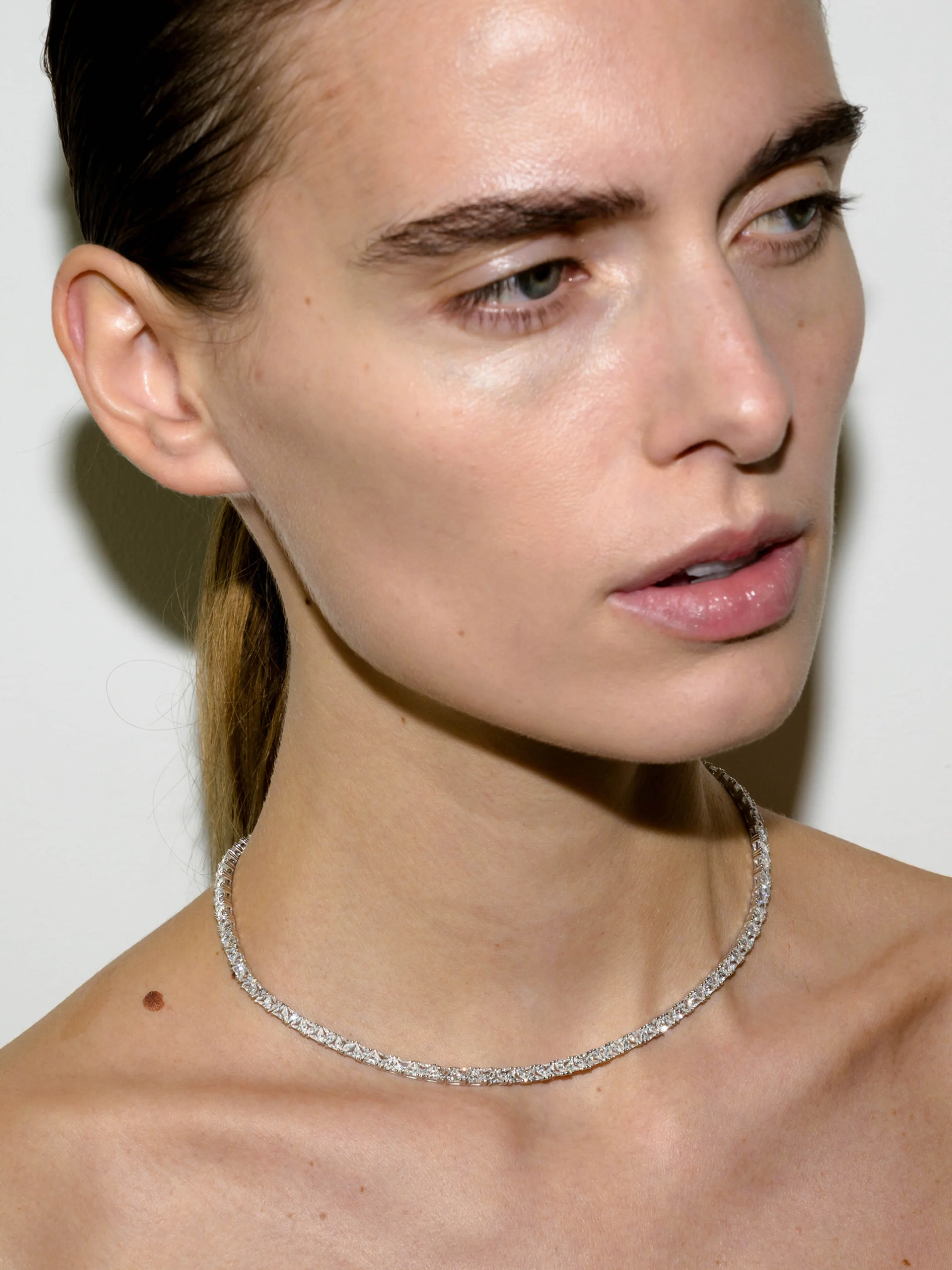 PETITE THEODORA RIVIÈRE NECKLACE IN LAB WHITE SAPPHIRE, STERLING SILVER - Image 3