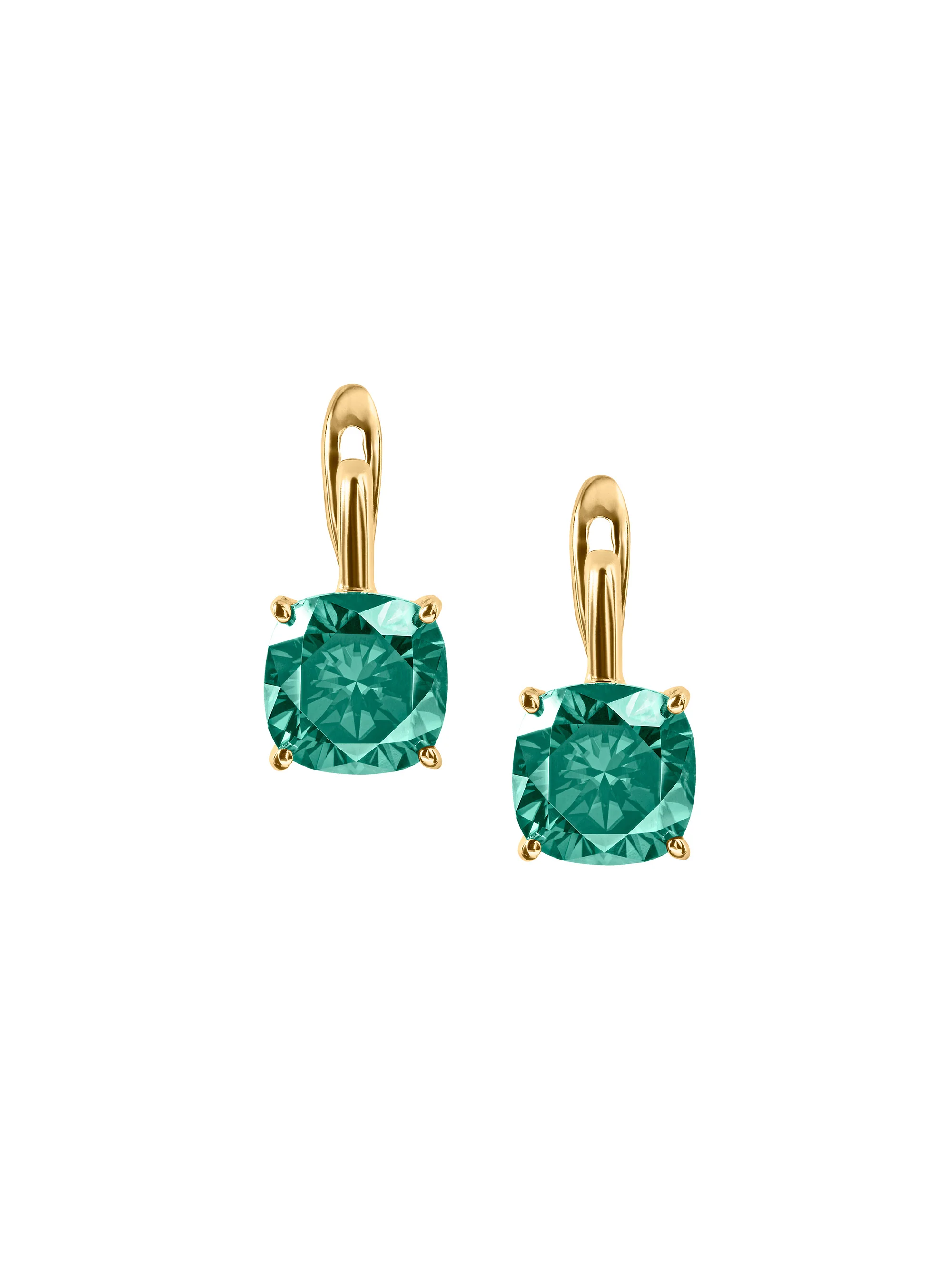 PORTER CUSHION-CUT EARRINGS IN VIRIDIAN GREEN MOISSANITE, 18K GOLD VERMEIL