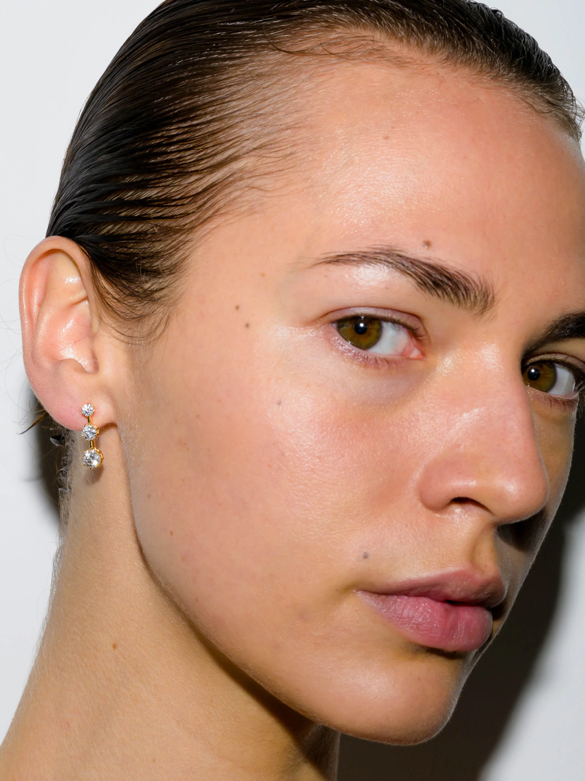 COLETTE 3-STONE DROP EARRINGS IN MOISSANITE, STERLING SILVER - Image 3