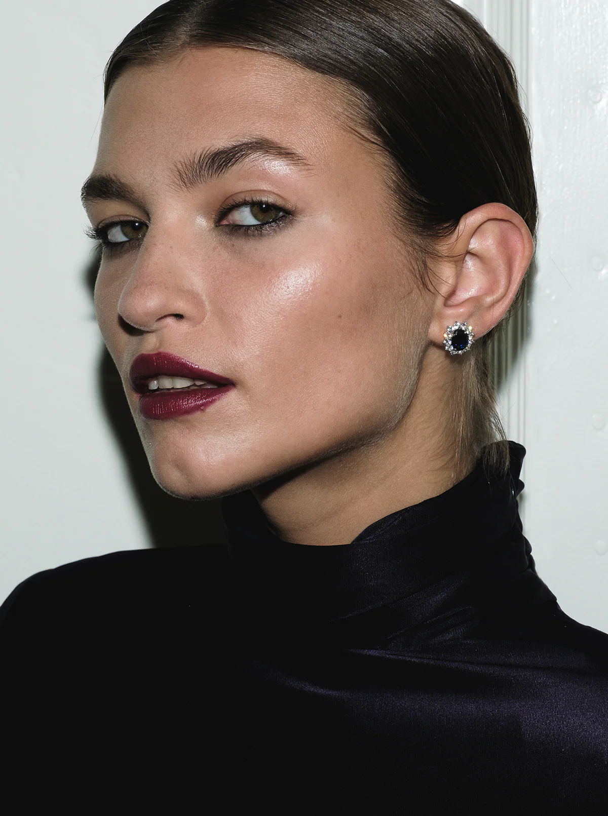 SPENCER STUD EARRINGS IN LAB BLUE SAPPHIRE, STERLING SILVER - Image 3