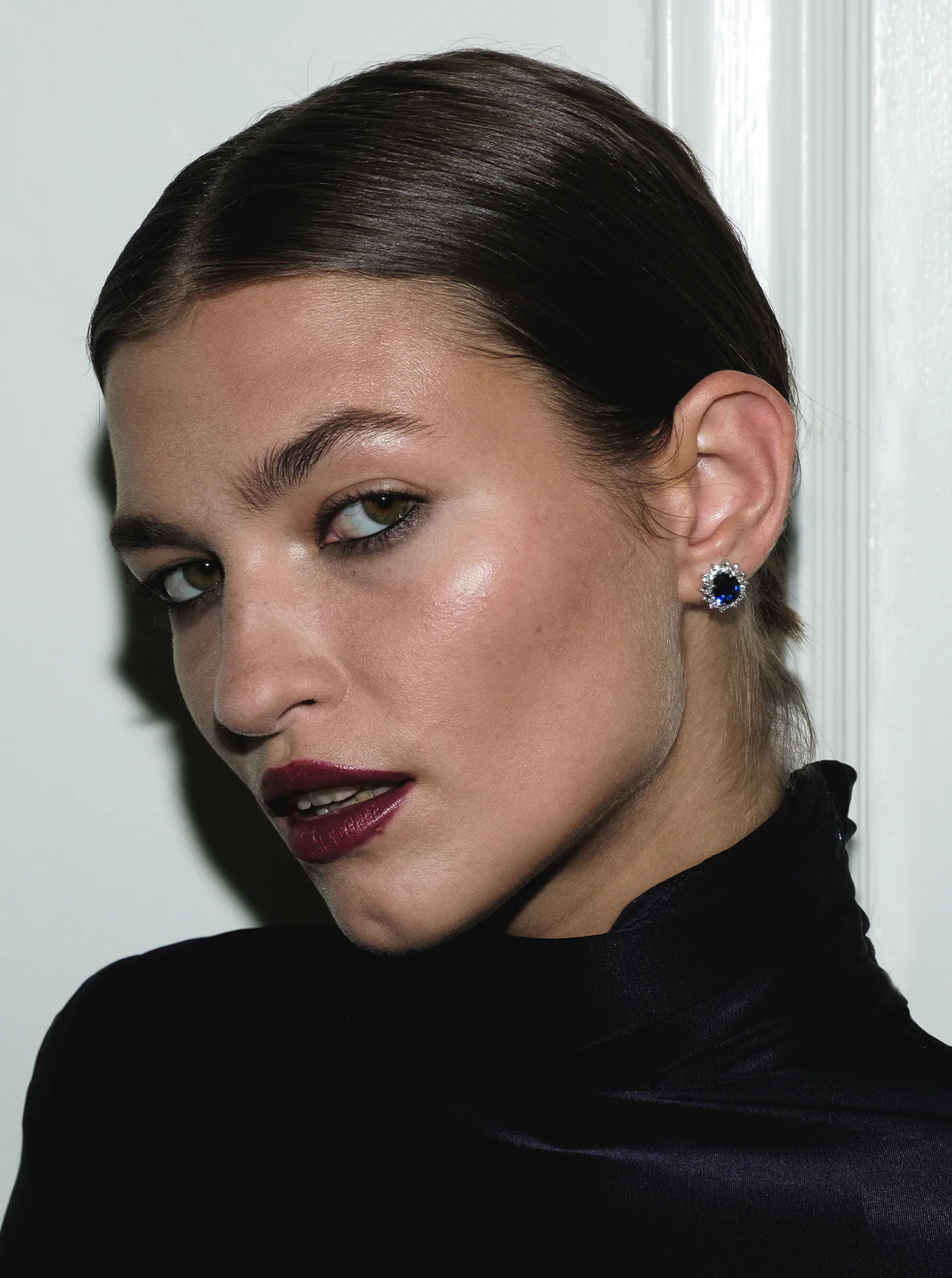 SPENCER STUD EARRINGS IN LAB BLUE SAPPHIRE, STERLING SILVER - Image 4