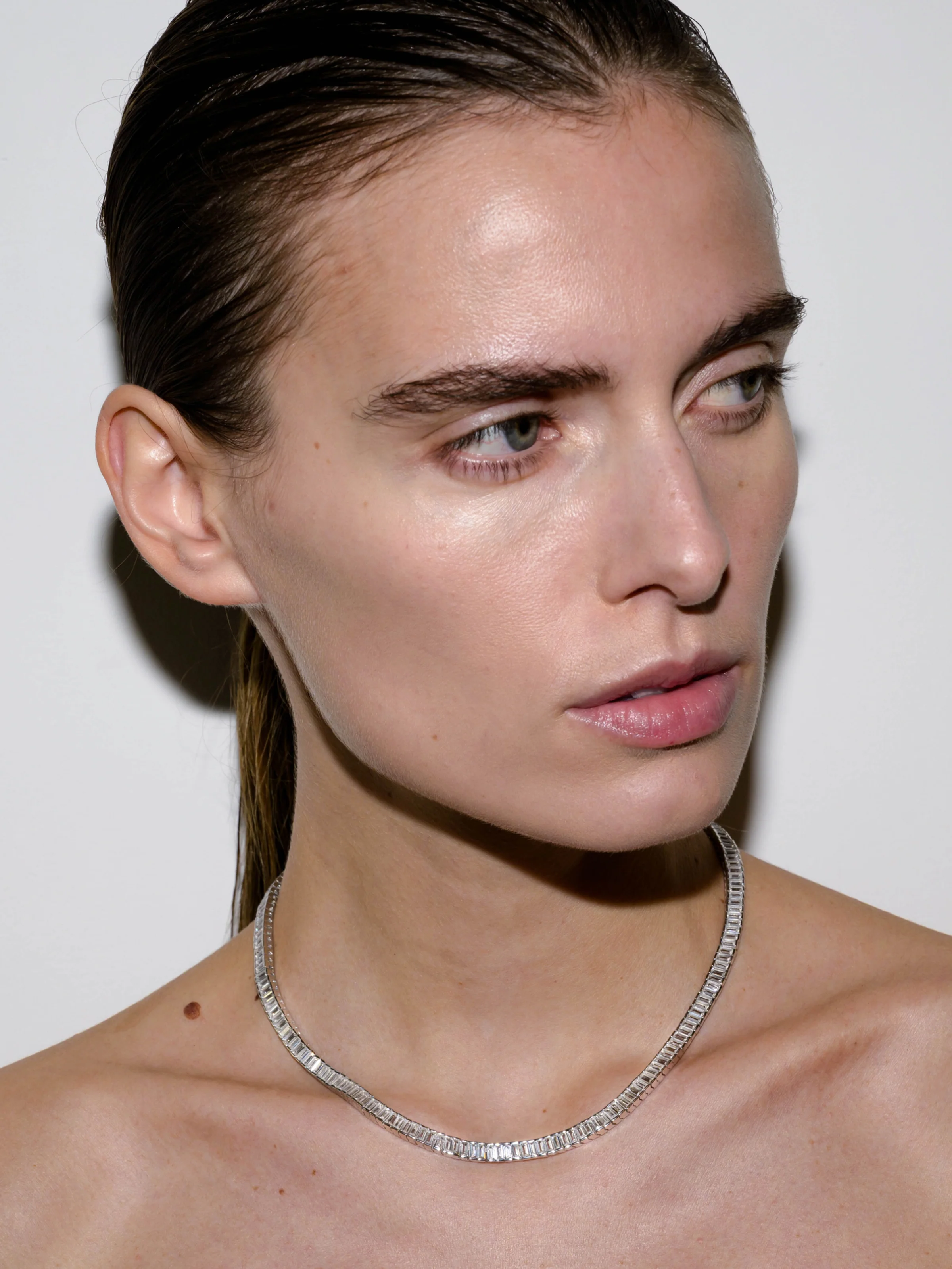 PETITE BESSETTE RIVIÈRE NECKLACE IN LAB WHITE SAPPHIRE, STERLING SILVER - Image 3