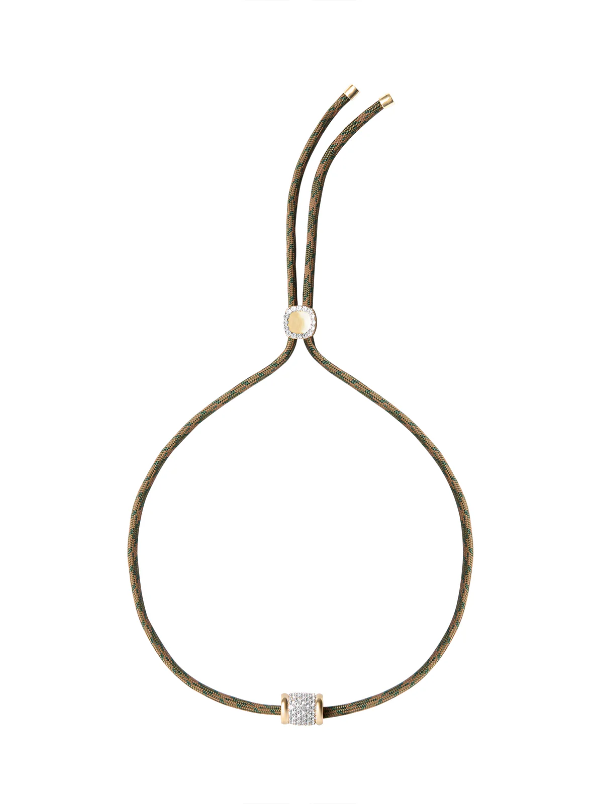 YVES CAMO PARACORD NECKLACE IN LAB WHITE SAPPHIRE, 18K GOLD VERMEIL