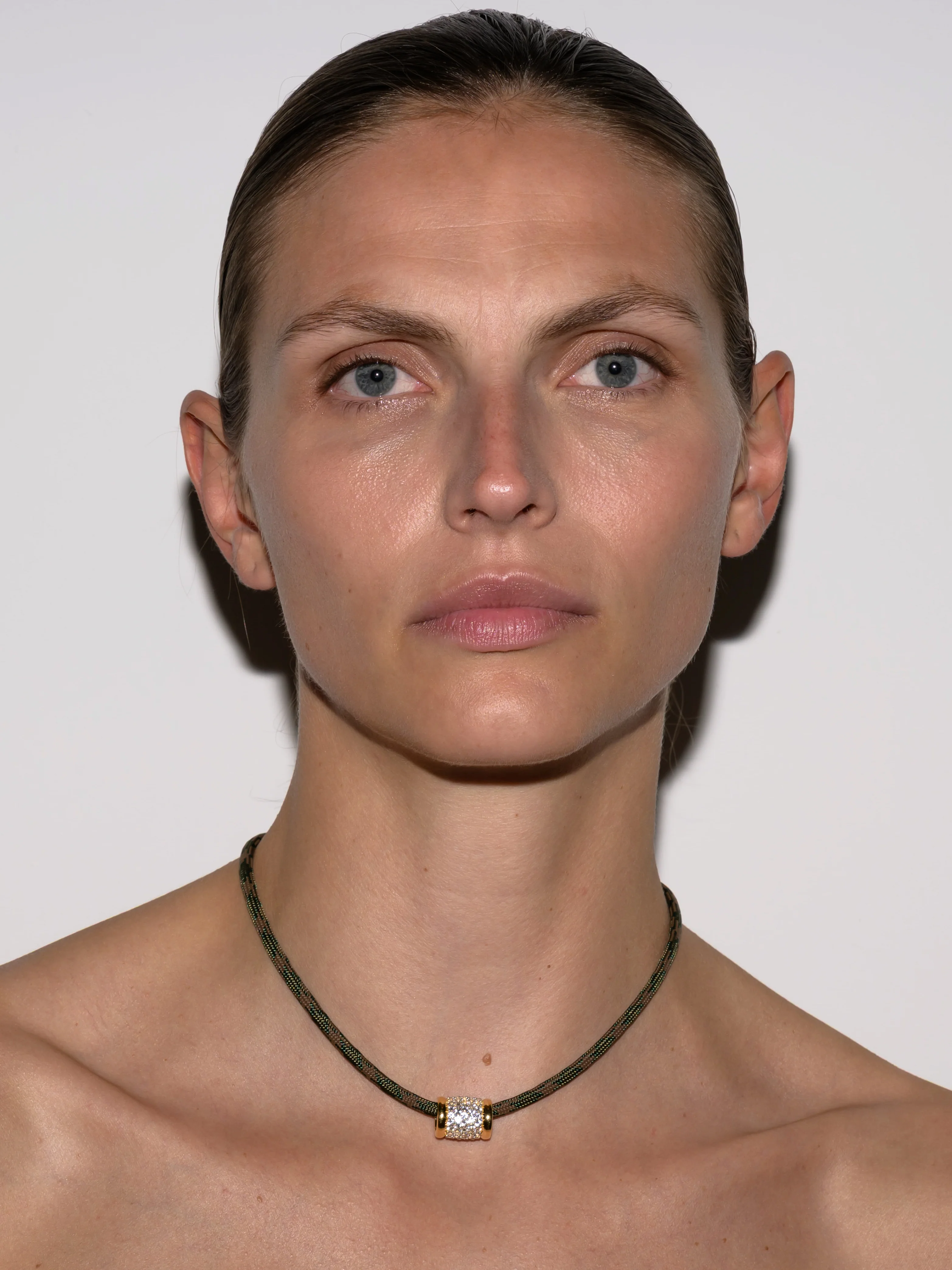 YVES CAMO PARACORD NECKLACE IN LAB WHITE SAPPHIRE, 18K GOLD VERMEIL - Image 5
