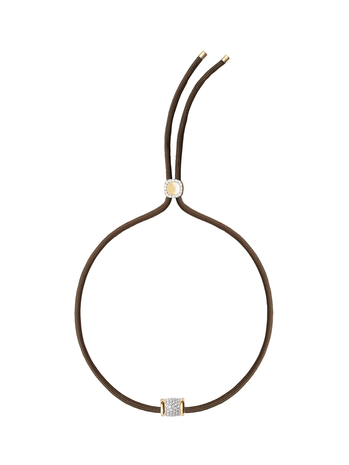 YVES ESPRESSO PARACORD NECKLACE IN LAB WHITE SAPPHIRE, 18K GOLD VERMEIL