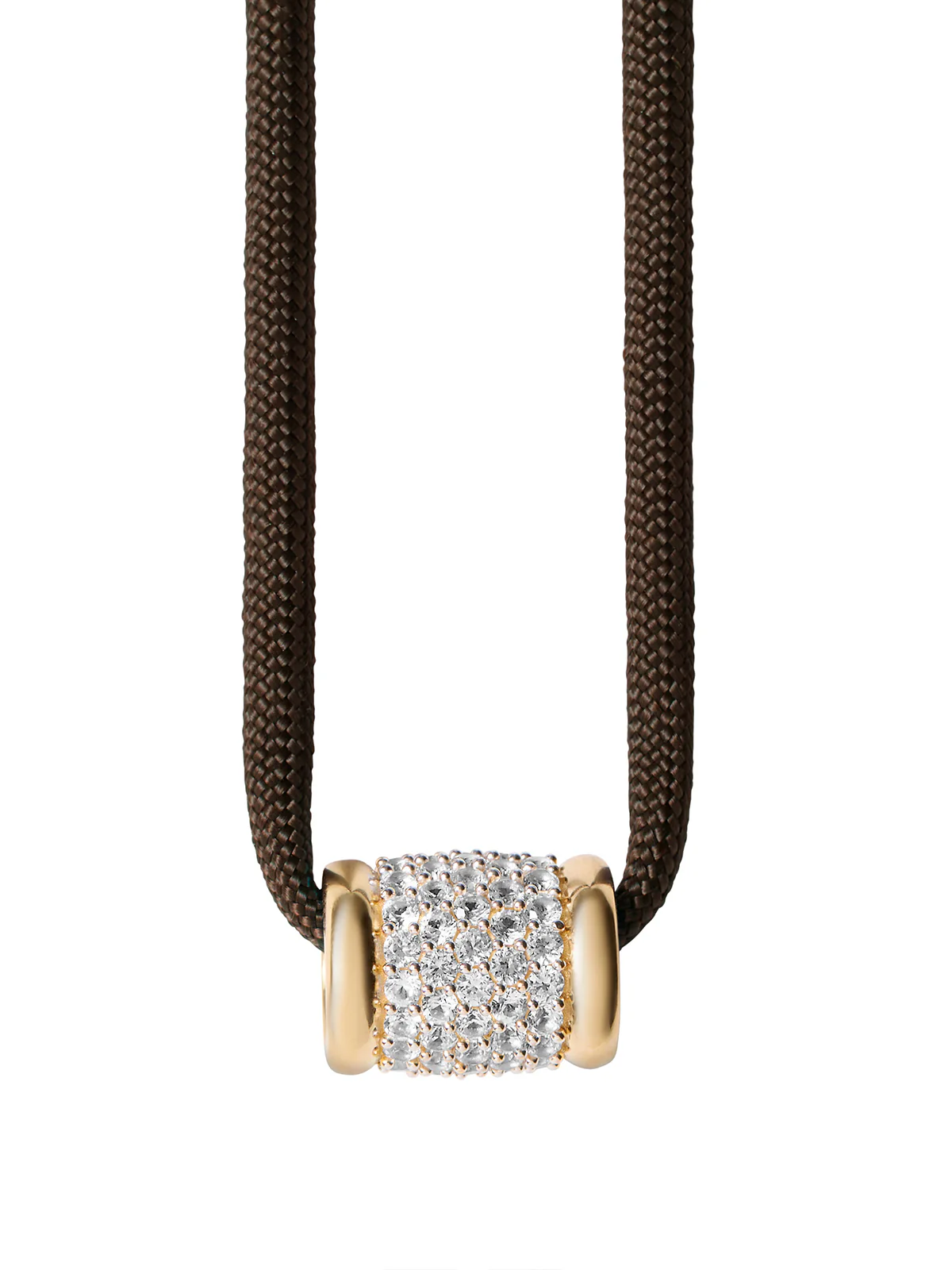 YVES ESPRESSO PARACORD NECKLACE IN LAB WHITE SAPPHIRE, 18K GOLD VERMEIL - Image 2