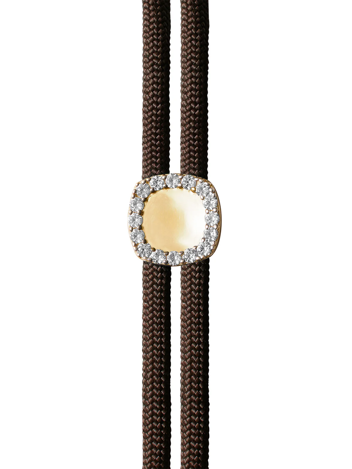 YVES ESPRESSO PARACORD NECKLACE IN LAB WHITE SAPPHIRE, 18K GOLD VERMEIL - Image 3
