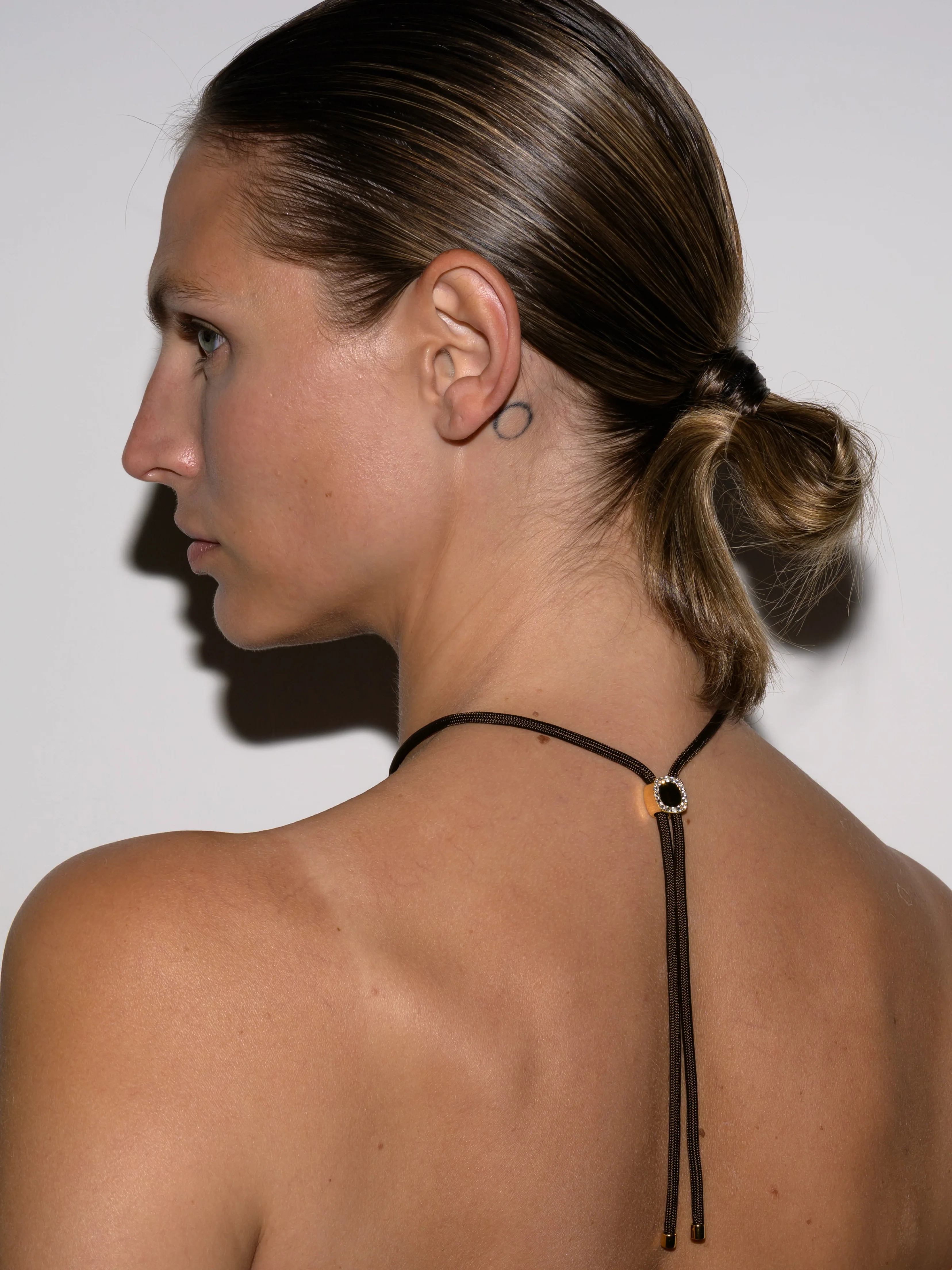 YVES ESPRESSO PARACORD NECKLACE IN LAB WHITE SAPPHIRE, 18K GOLD VERMEIL - Image 6