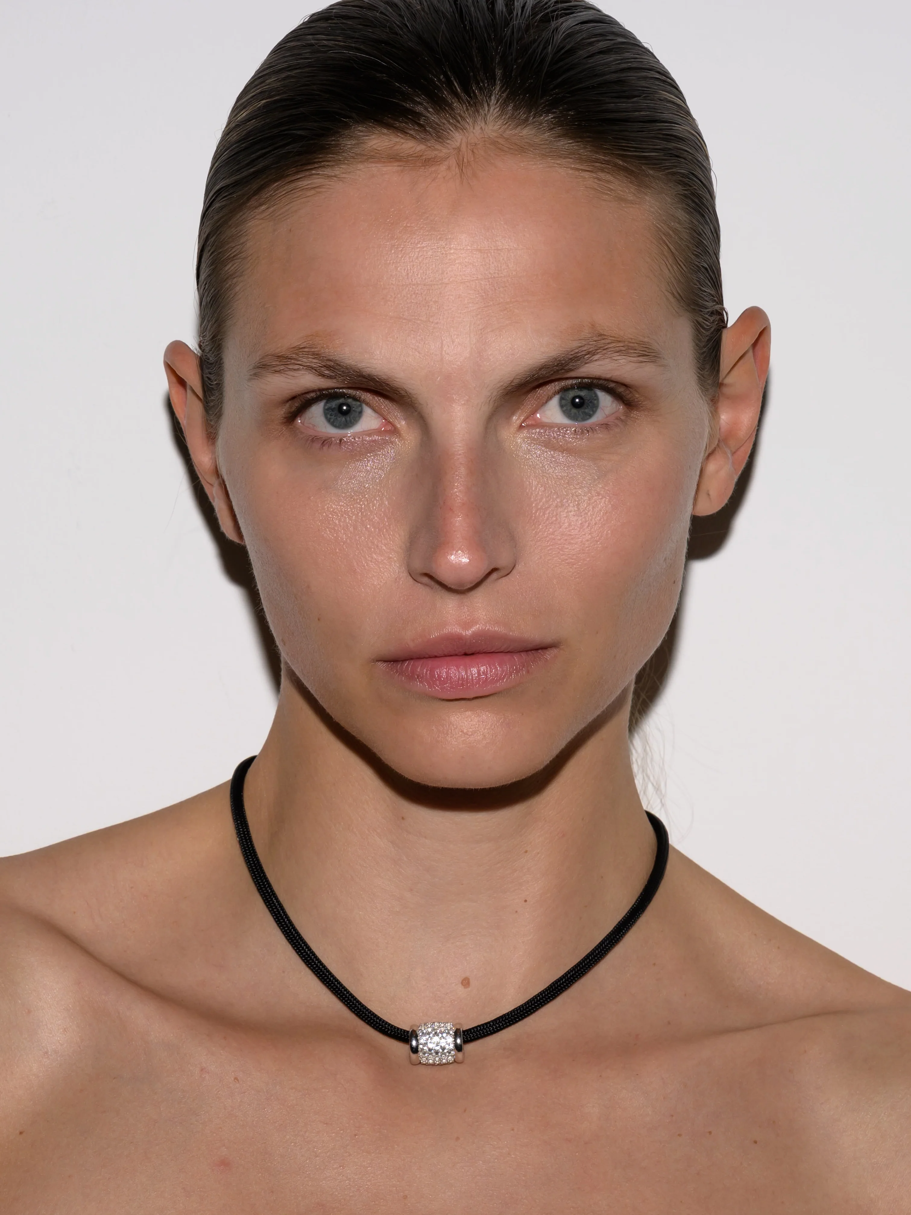 YVES NOIR PARACORD NECKLACE IN LAB WHITE SAPPHIRE, STERLING SILVER - Image 5