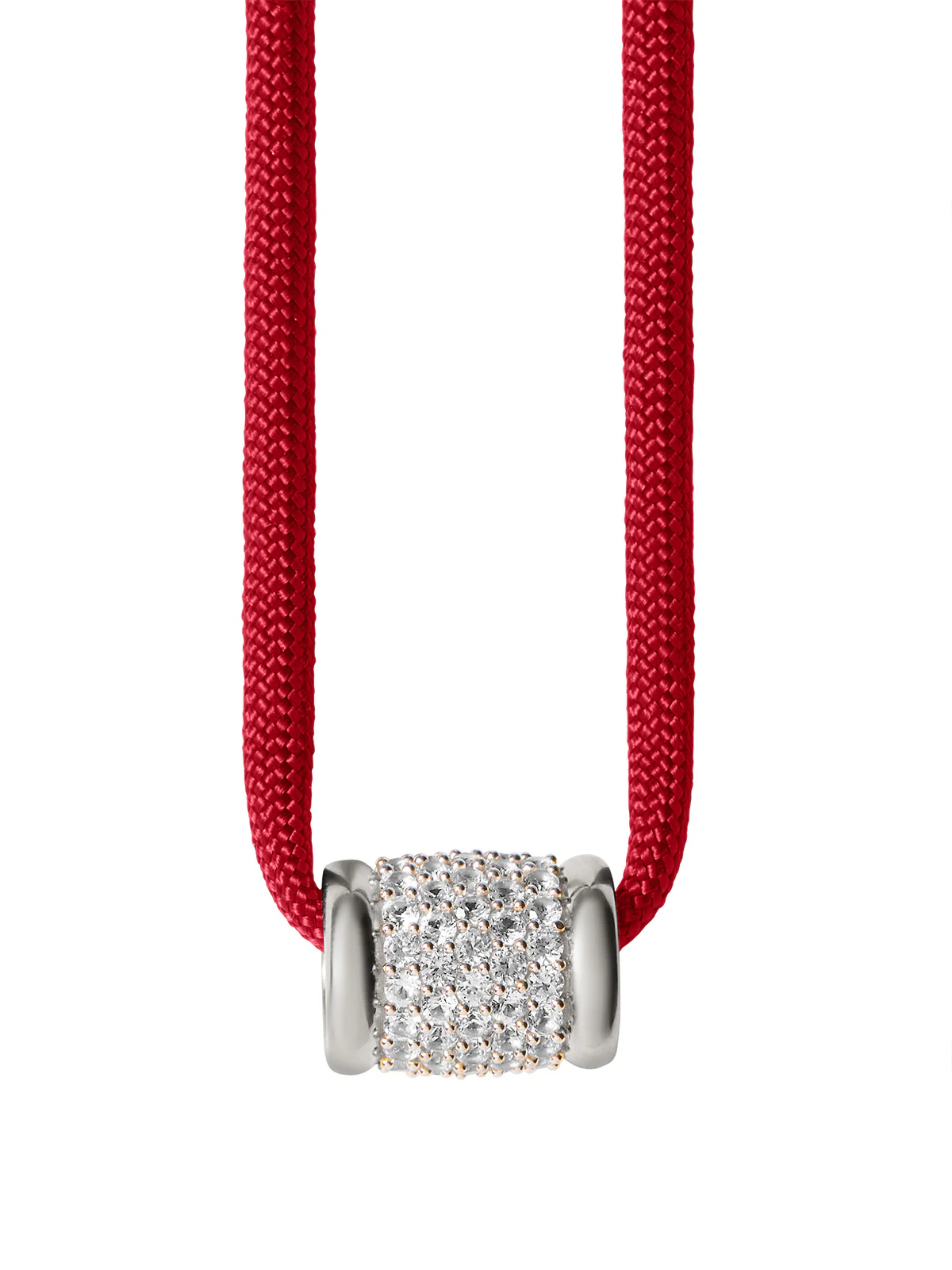 YVES ROUGE PARACORD NECKLACE IN LAB WHITE SAPPHIRE, STERLING SILVER - Image 2