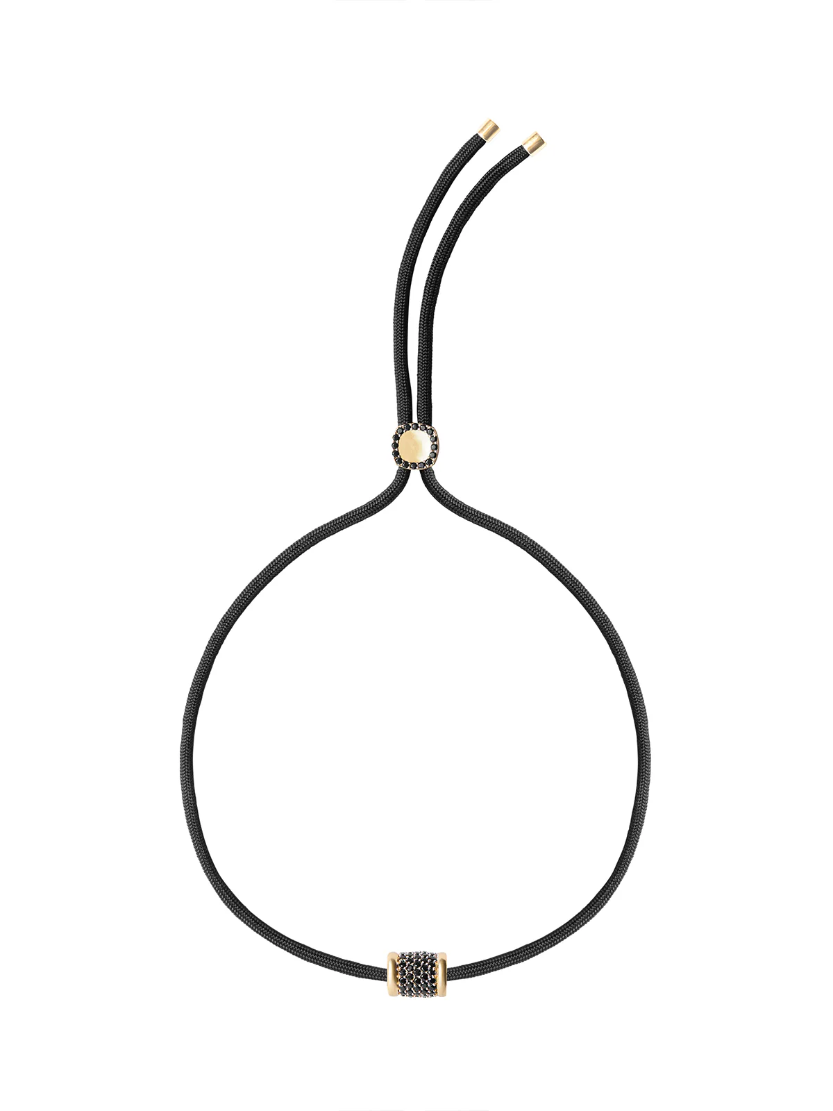 YVES NOIR PARACORD NECKLACE IN NANO ONYX, 18K GOLD VERMEIL